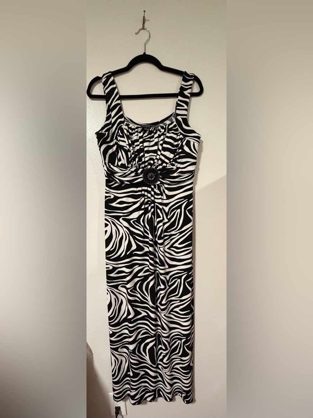 Enfocus Studio Black and White Zebra Strapless Maxi Dress
